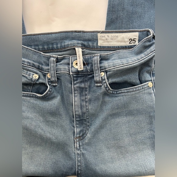 Rag & Bone High Rise Ankle Skinny Jeans Women’s Size 25 Distressed Raw Hem - Picture 6 of 10